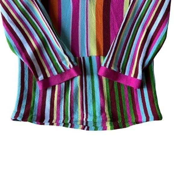 Dollhouse Women’s Retro 70s Barbie Style Multicolor Striped Collared Top, Small - Picture 3 of 9